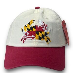 American Needle Maryland Flag Crab Logo Embroidered Strapback Hat NWT White